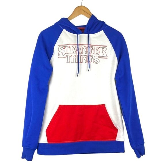 Netflix Stranger Things Red White Blue Logo Drawstring Hoodie Estimate S/M - Picture 1 of 11